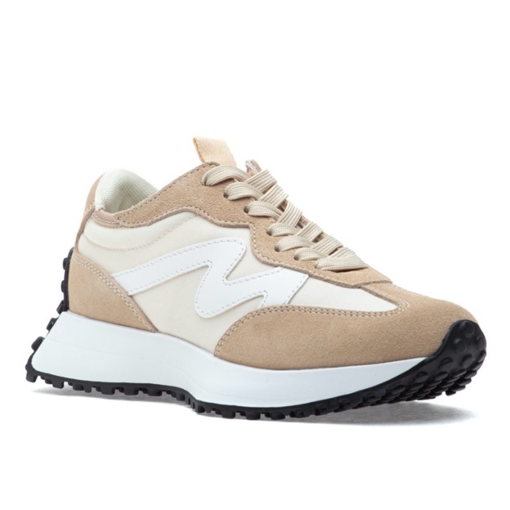Women's Beige and White Sneakers